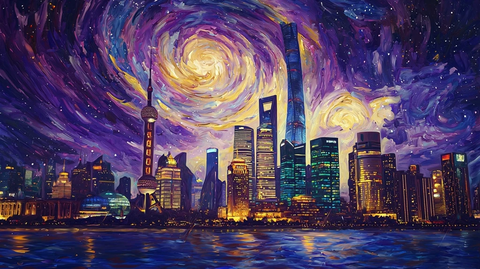 星空下的现代化都市夜景