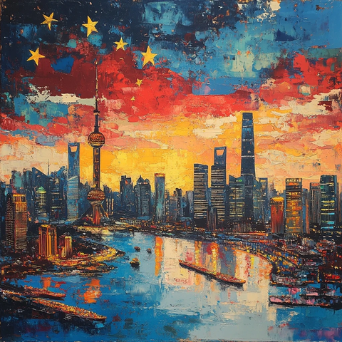 上海东方明珠夜景城市风光全景