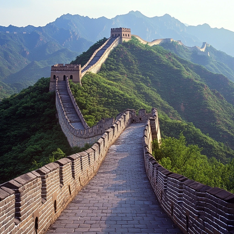 雄伟的万里长城蜿蜒于崇山峻岭间