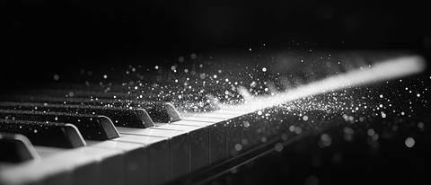 钢琴键粒子线条快速演奏