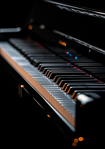 黑色数码钢琴低角度特写