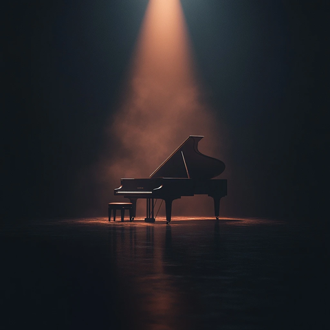 孤寂钢琴暗影静置