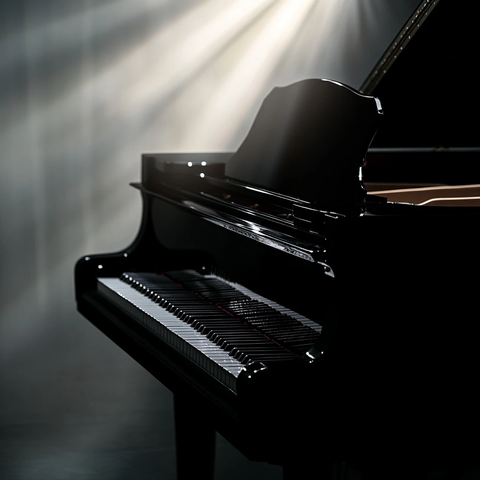 黑色钢琴光线交错
