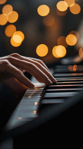 钢琴男手指黑指甲油特写