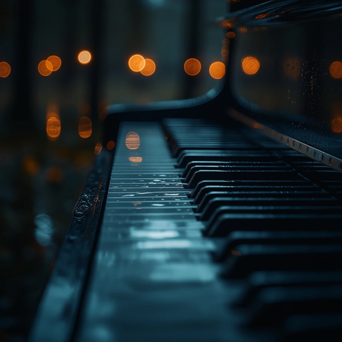 深色阴影钢琴特写