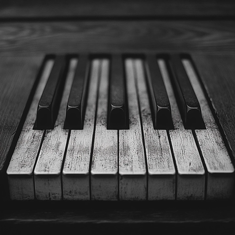 老钢琴黑白特写