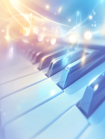 梦幻钢琴键音乐符光效