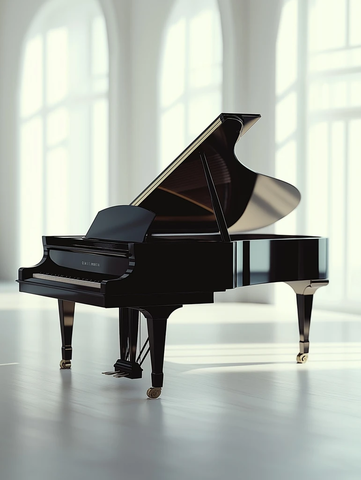 黑色钢琴全键盘与踏板