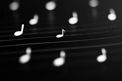 黑白背景键盘音符