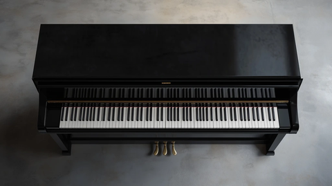 钢琴键盘顶部视角