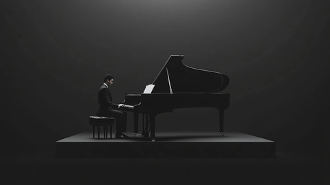 男子平台演奏钢琴