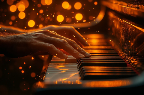 钢琴手部特写黑色背景