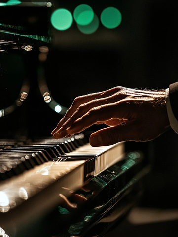 钢琴手演奏黑白背景