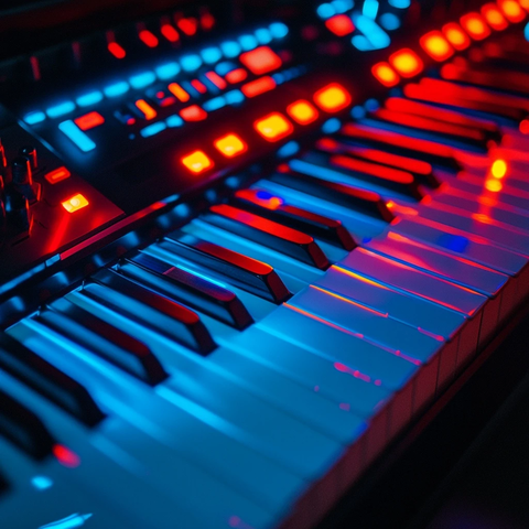 电子钢琴蓝红氛围灯