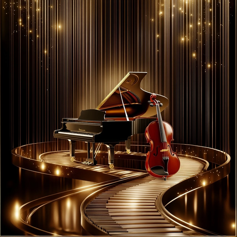 钢琴键盘路通向古典舞台