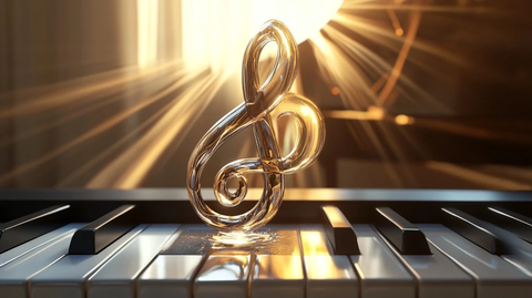 钢琴背景下的光辉五线谱