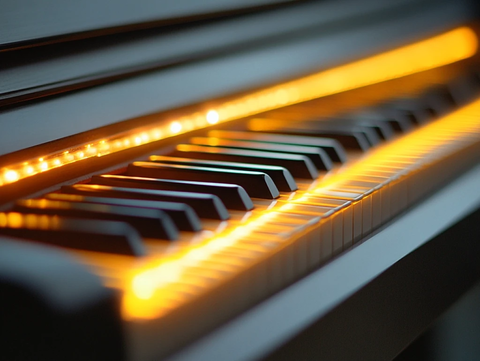 发光钢琴键柔和光线旋律