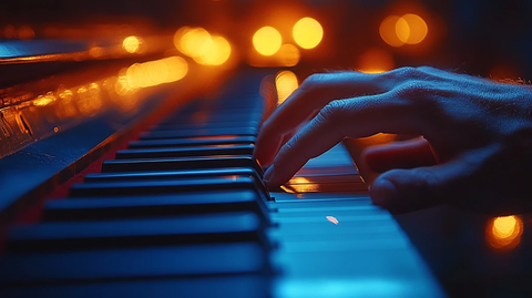 钢琴演奏超薄镜头蓝白调