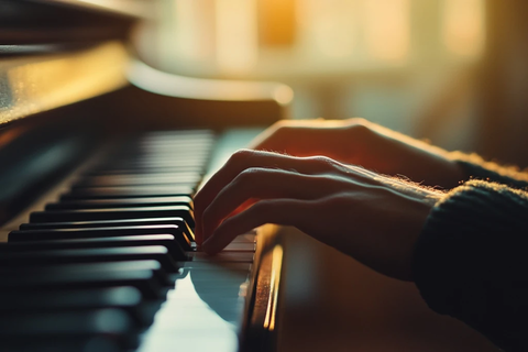 钢琴演奏手部特写