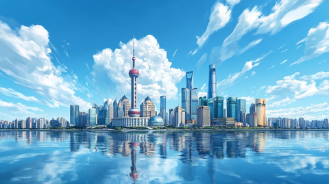 现代化都市天际线全景图