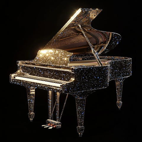 金属光泽钢琴悬浮