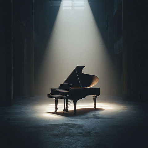 黑暗房间中的钢琴