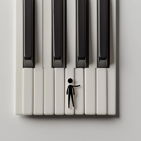 钢琴键盘上的小人跳舞