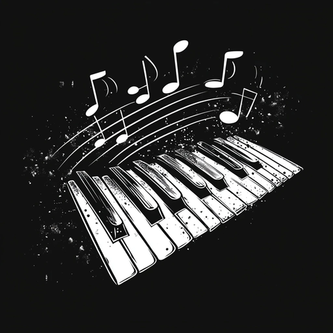 黑白钢琴键与音符设计
