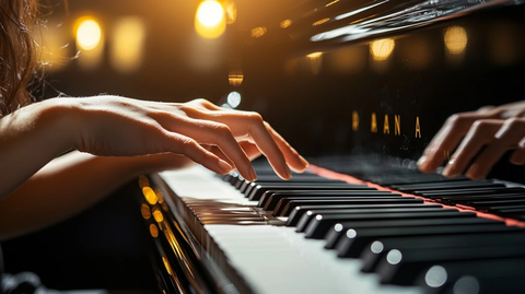 钢琴家手指演奏古典音乐
