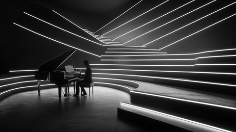 钢琴舞台螺旋阶梯灯光