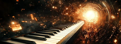 钢琴键盘与时间隧道