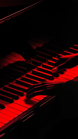 黑衣人弹钢琴红色背光