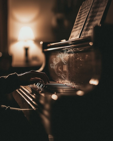 钢琴旁的音乐创作时刻