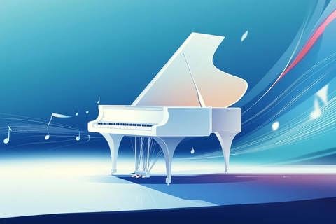 白色钢琴与节奏音符