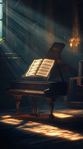 音乐谱钢琴温暖光影