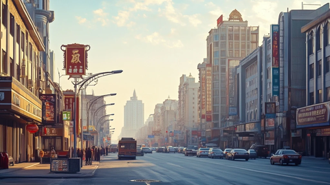 繁华都市街道的日常景象