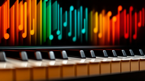 金色音符彩色声波矢量图