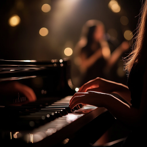 钢琴演奏与歌唱舞台背景
