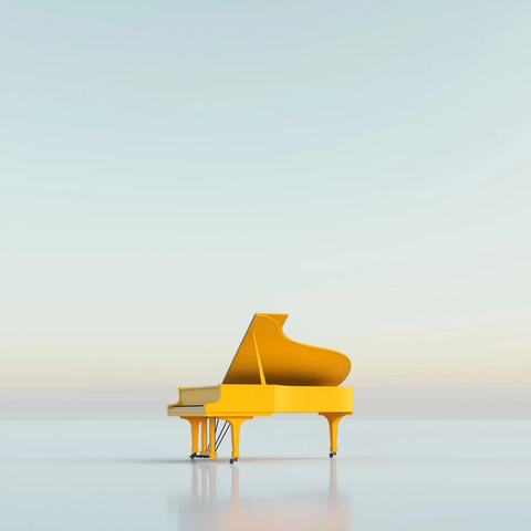 黄色钢琴孤立白色背景中