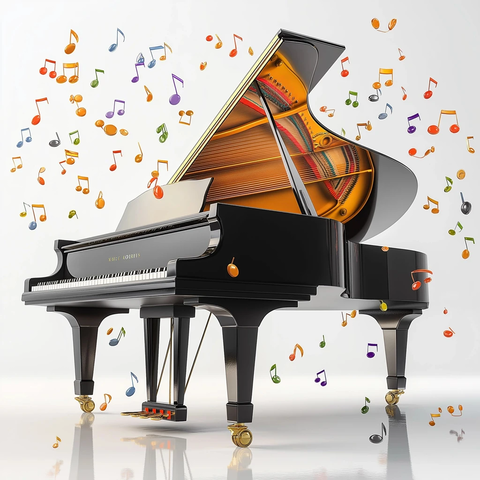 钢琴飞舞音乐符号特写