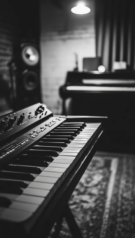 黑白色调音乐录音室