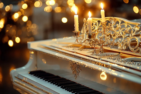 白色透明钢琴烛光乐谱
