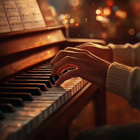 男子双手弹奏钢琴