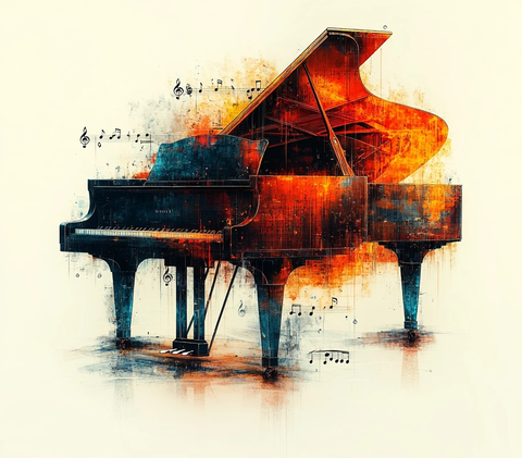 钢琴线稿配乐谱图案