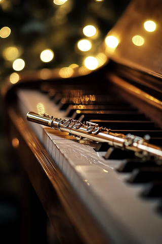 钢琴与长笛在巴洛克背景中