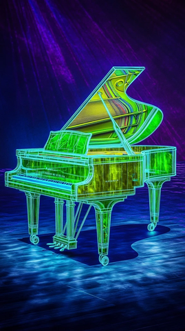 霓虹绿色舞台钢琴