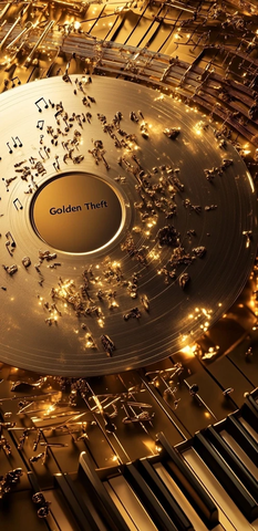 金色唱片与钢琴键海报设计