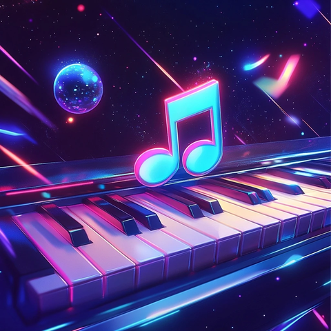 音乐键盘激光光影动漫风格