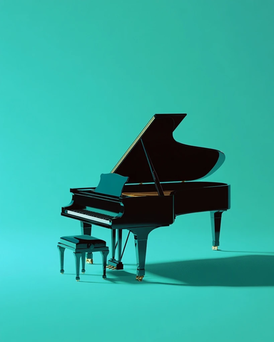 钢琴静置水色背景