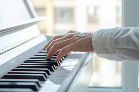 钢琴演奏者手部特写